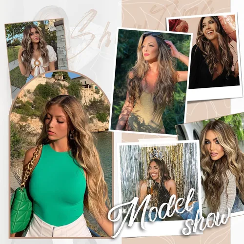 Miniatura 5 de KooKaStyle - Extensiones de cabello con hilo invisible, diadema transparente, ajustables, 4 clips fijadores, cabello largo y ondulado de 12