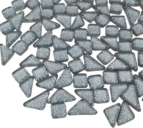 Miniatura 6 de Azulejos de mosaico, azulejos de vidrio, piezas de vidrio de mosaico de cristal brillante, surtido de azulejos cuadrados y triangulares de cristal