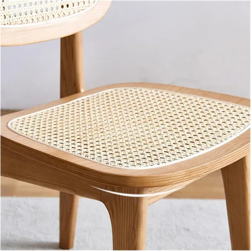 Miniatura 4 de sillas de comedor Silla de comedor de madera maciza para el hogar Simple Rattan Respaldo Taburete Hotel Maquillaje de madera Cocina moderna