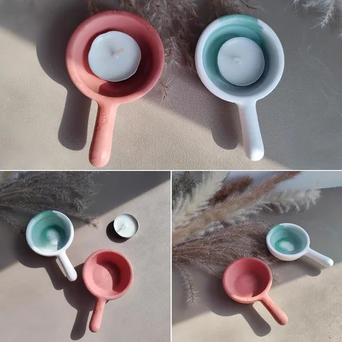 Miniatura 7 de Wehous 2 moldes de resina con forma de sartén, portavelas de joyería, moldes de silicona para fundición de resina epoxi de hormigón, lindo molde