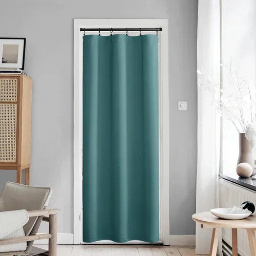Miniatura 69 de NICETOWN Cortinas opacas unicolor con aislamiento térmico para puerta francesa, granja, oscurecimiento de habitación, puertas y ventanas de Marrón
