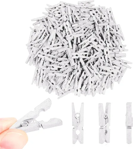 Miniatura 10 de CCINEE 150 pinzas de madera natural dorada de 1 pulgada, pines de ropa pequeños, clips de madera con textura natural para proyectos de bricolaje