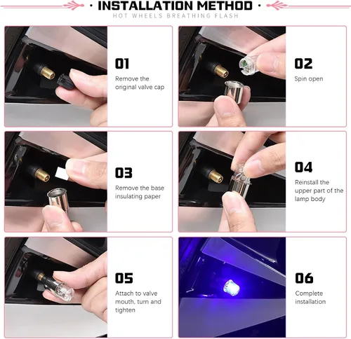 Miniatura 6 de 6 luces de válvula de neumático de automóvil, luz nocturna modificada fresca, luz de flash con sensor de choque, impermeable, tapa de luz LED, Azul