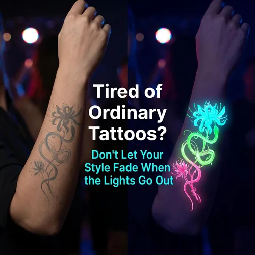Miniatura 2 de Kotbs 9 hojas de tatuajes temporales que brillan en la oscuridad para mujeres y hombres, alas de serpiente florales de neón UV, tatuajes falsos