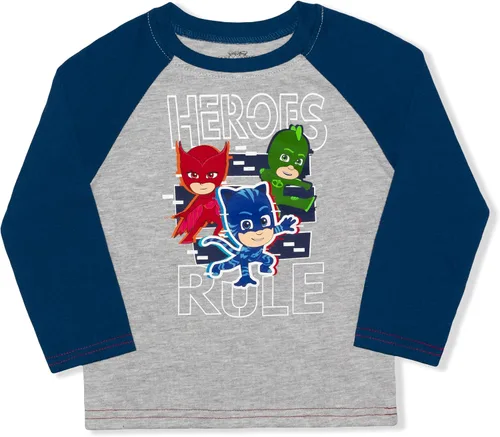 Miniatura 2 de PJ Masks Catboy, Gekko and Owlette Boys Long Sleeve Shirt and Jogger Pants Set for Toddler and Little Kids NavyGrey