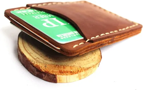 Miniatura 6 de Hand-made front pocket card holder, leather minimalist card, ultra-thin wallet, credit card holder, 3 card slots