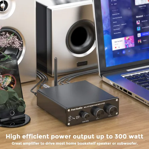 Miniatura 4 de Fosi Audio M01-BT Bluetooth 5.0 300 vatios amplificador de subwoofer de cine en casa de frecuencia completa Mini audio estéreo Hi-Fi mono