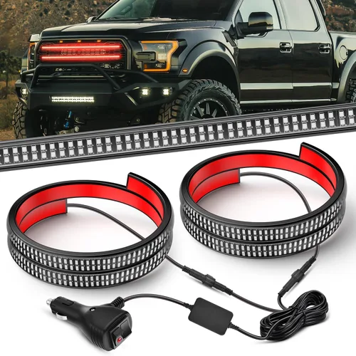 Miniatura 10 de Nilight 2 piezas de 24 pulgadas de tira de luces estroboscópicas para parrilla de camiones, 384 LED, luz de emergencia ámbar, flexible, intermitente