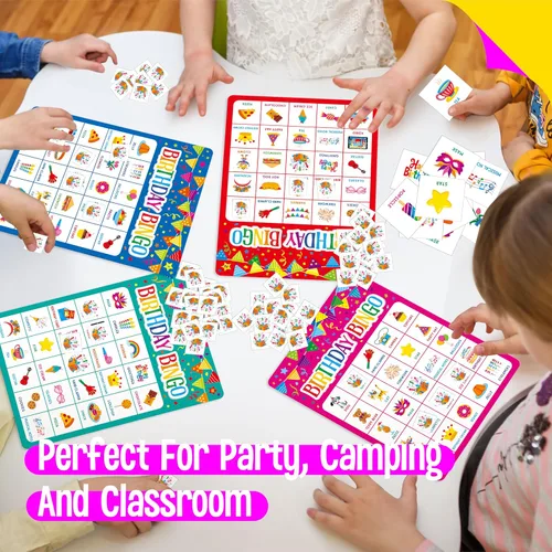 Miniatura 4 de SpriteGru Juego de bingo de cumpleaños, 25 tarjetas de tablero de bingo, juego de fiesta de cumpleaños para 25 jugadores para niños o adultos