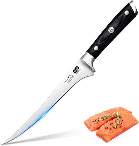 Miniatura 9 de SHAN ZU Cuchillo de rebanar de 12 pulgadas - Cuchillo profesional alemán para rebanar y trinchar carne de pecho, hoja de acero inoxidable 1.4116