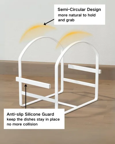 Miniatura 4 de LINFIDITE Paquete de 2 soportes organizadores de platos de cocina para gabinete, ahorrador de espacio, estante de almacenamiento de platos Negro