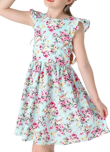 Miniatura 286 de Vestido de verano para niña, de algodón, con diseño floral