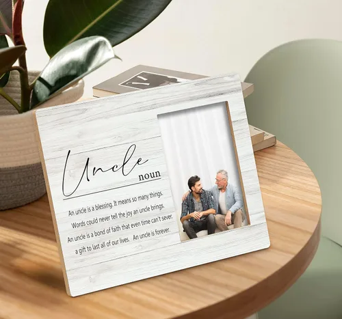 Miniatura 2 de SRADMO Marco de Fotos con Definición de Tío - Los Mejores Regalos para Tíos Marco de Fotos de Mesa de 10x8 pulgadas para el Día del Padre