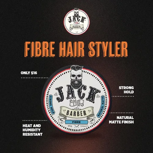 Miniatura 2 de Jack The Barber Fibra capilar, producto de peinado para hombre con fuerte sujeción de bajo brillo, acabado mate y textura de cabello añadida, 3.4