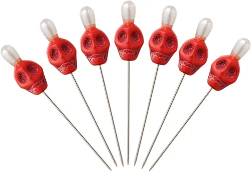 Miniatura 5 de BLESSUME 7pcs Candle Magick Ritual Pins Skull Top (negro)