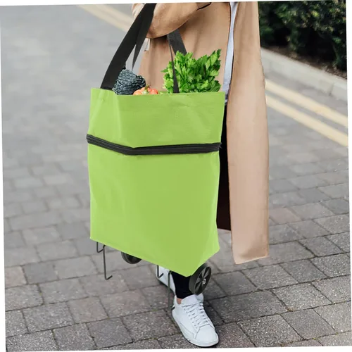 Miniatura 9 de Bolsa de lavandería plegable con ruedas grandes reutilizables para necesidades diarias Versátil Verde