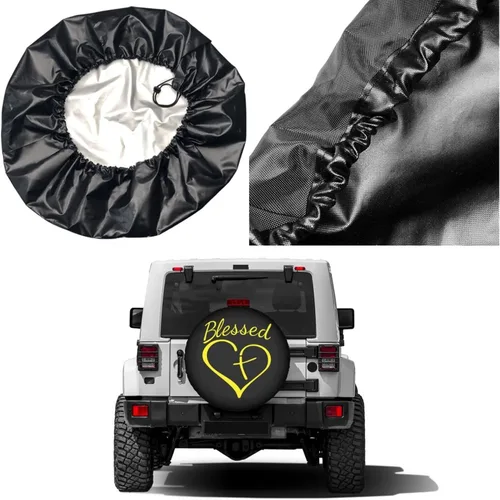 Miniatura 5 de Blessed Heart - Cubierta de neumático de repuesto cruzada a prueba de polvo, para remolques, vehículos recreativos, SUV y muchos vehículos, 17 Negro