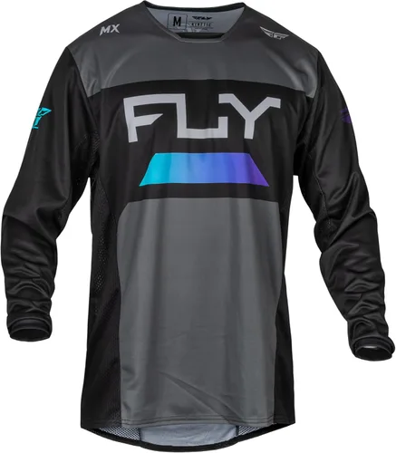 Miniatura 6 de Fly Racing Camiseta Kinetic Prix para adultos 2024, color gris hielo/carbón/alta visibilidad pequeña; 377-421S
