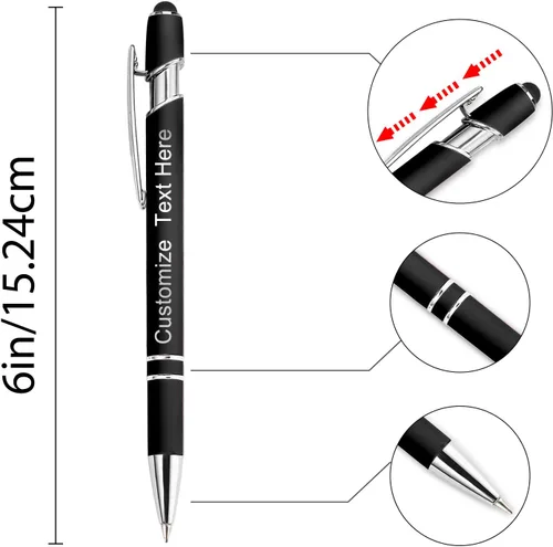 Miniatura 4 de 12 bolígrafos personalizados a granel con punta de lápiz capacitivo, bolígrafos personalizados con mensaje de logotipo y nombre, ideas de regalo