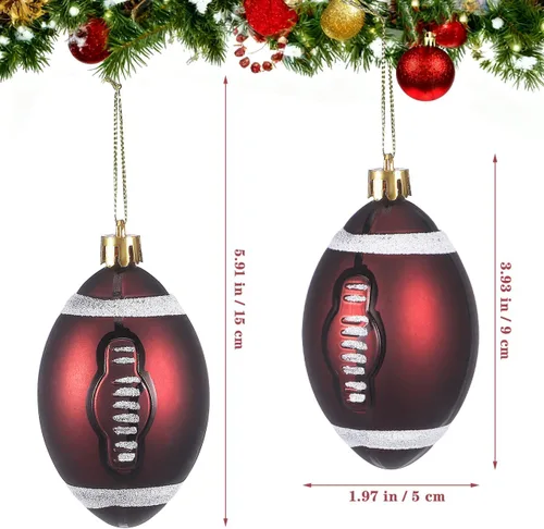 Miniatura 3 de Toyvian 6 adornos de fútbol de Navidad, decoraciones de bolas de árbol de Navidad para deportes de fútbol, decoraciones de fiesta de Navidad