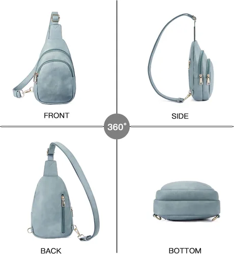 Miniatura 126 de Telena Riñonera pequeña para mujer, de cuero, cangureras, bolsa de pecho para mujer