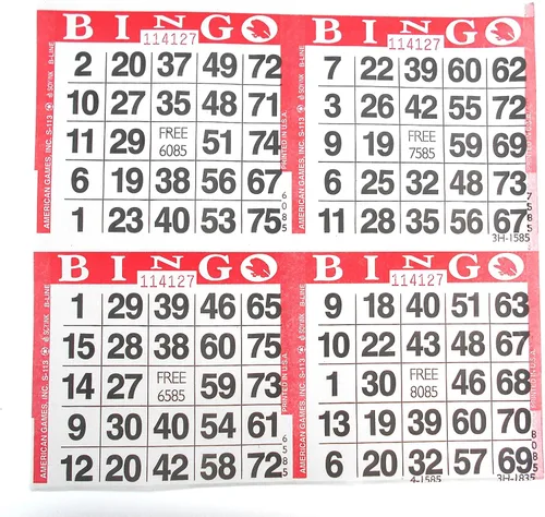 SmallToys 4 tarjetas de juego de papel de bingo rojo, 750 hojas, hoja desechable de tamaño cuadrado de 8 pulgadas, fabricadas en Estados Unidos