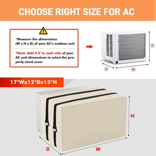 Miniatura 2 de Cubiertas de aire acondicionado para exterior para aislamiento de invierno, 17 pulgadas de ancho x 12 pulgadas de profundidad x 13 pulgadas de alto