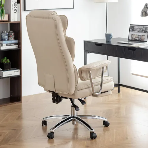 Miniatura 4 de Silla de oficina ejecutiva grande y alta, silla de escritorio giratoria de piel sintética con reposapiés, silla ergonómica de respaldo alto
