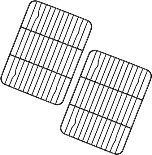 TeamFar Estante de enfriamiento pequeño (juego de 2), estante de alambre de acero inoxidable recubierto de 8.75 x 6.25 pulgadas para cocinar a la
