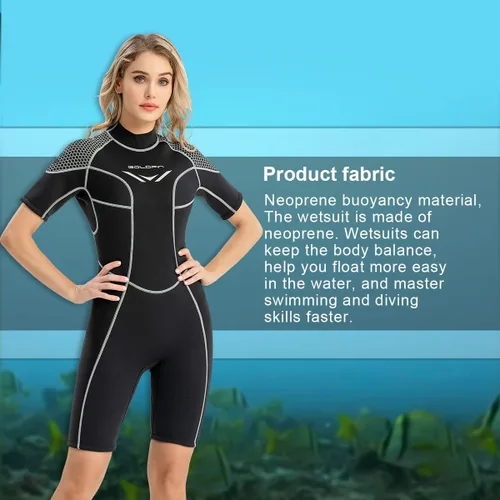 Miniatura 3 de GoldFin Traje de neopreno corto para mujer, 0.118 in, con cremallera trasera, para surf, buceo, natación, esnórquel