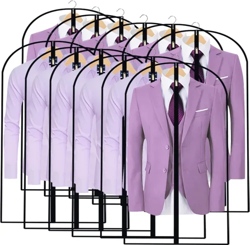 Miniatura 28 de Bolsas transparentes para colgar ropa, 40 pulgadas (juego de 6), bolsas de traje para almacenamiento en armario, bolsas de plástico a prueba