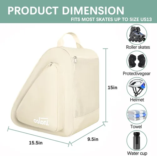 Miniatura 2 de Goloni Bolsa de patinaje para patines de hielo, patines en línea, patines y cuádruples, bolsa de equipo de patinaje unisex para adultos