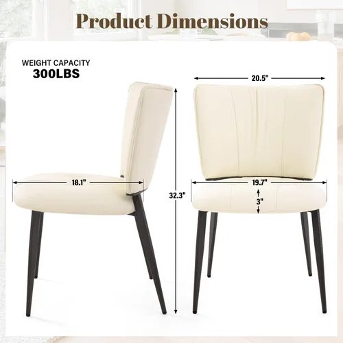 Miniatura 2 de Homcosan Juego de 2 sillas de comedor, modernas sillas de cocina con asiento acolchado tapizado y patas de metal, fácil montaje, sillas de comedor