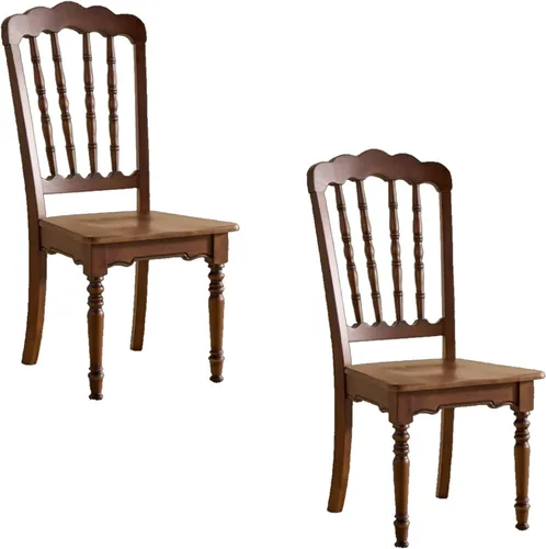 Dining Room Chairs Retro Wooden Dining Chairs with Slatted Backrest, Classic Armless Church Chair for Restaurants/Kitchens, Church(No Cushion,2PCS)