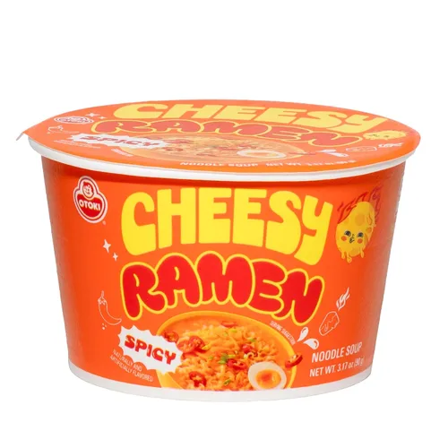 Miniatura 8 de Ramen con queso (cuenco) - Sabor cheddar Fideos instantáneos coreanos no picantes, cremosos y sabrosos, 3.17 onzas (paquete de 6)