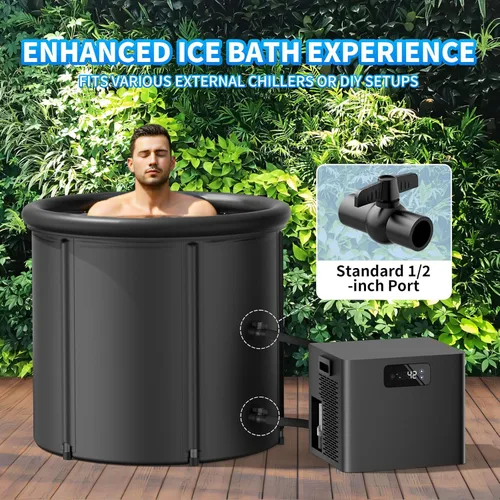 Miniatura 2 de Bañera fría para baño de hielo e inmersión de cuerpo completo, bañera portátil de terapia de agua fría con cubierta y bolsa de transporte