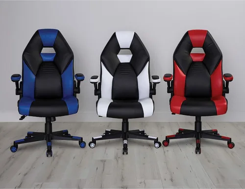 Miniatura 2 de Realspace RS Gaming™ RGX - Silla de oficina para juegos de piel sintética con respaldo alto, color negro/blanco, compatible con BIFMA