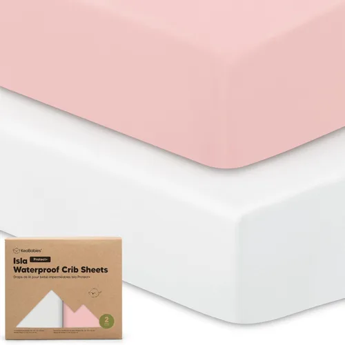 Miniatura 16 de Paquete de 2 sábanas impermeables para cuna de bebé para niños y niñas - 52x28 sábanas para cama de niño pequeño de viscosa derivada de bambú