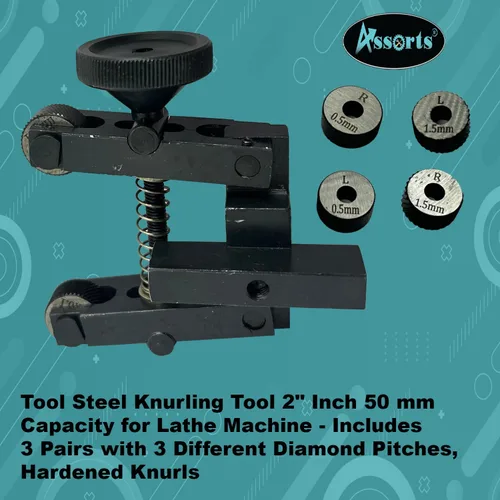 Miniatura 3 de Herramienta de moleteado de acero de 2" pulgadas II 1.969 in de capacidad para máquina de torno - 3 pares x 3 diferentes moleteados endurecidos