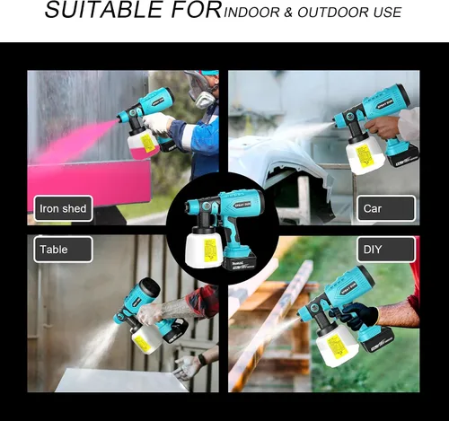 Miniatura 4 de Pulverizador de pintura inalámbrico para batería de 20V de Makita, pistola de pintura manual con 3 patrones de pulverización y 4 boquillas, ideal