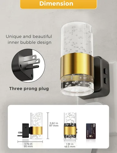 Miniatura 6 de Luces nocturnas que se enchufan a la pared, luz nocturna que cambia de color con enchufe giratorio, sensor de luz del atardecer al amanecer y brillo