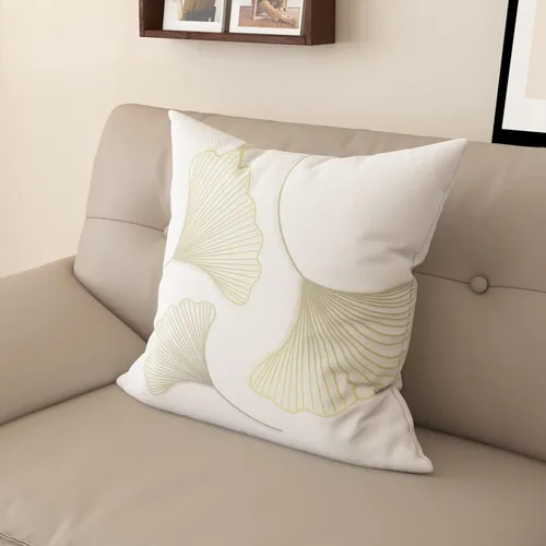 Miniatura 17 de Funda de almohada de mezcla de algodón y lino de estilo nórdico con patrón de hojas de ginkgo, funda de cojín para sofá del hogar, funda de almohada