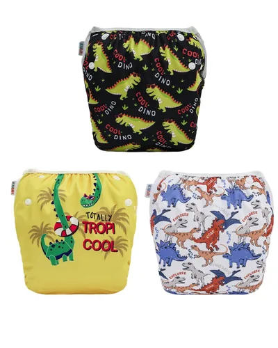 Miniatura 91 de Alva, Pañales de bebé para nadar, paquete de 2 unidades, talle único, reutilizable, lavable y ajustable de 0 a 36 meses. Tamaño de 10 a 40 lbs