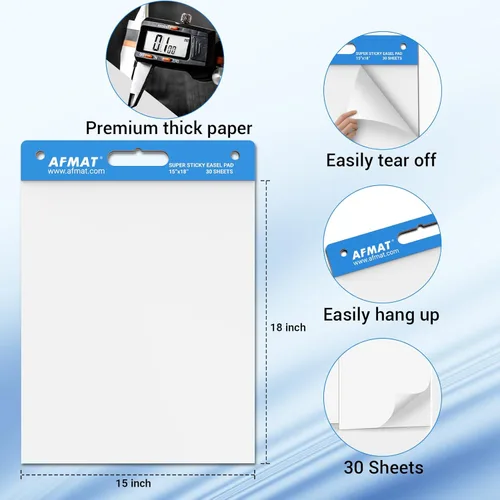 Miniatura 5 de AFMAT Mini caballete pegajoso, 15 x 18 pulgadas, papel para profesores, súper pegajoso y resistente a las manchas, papel de caballete autoadhesivo