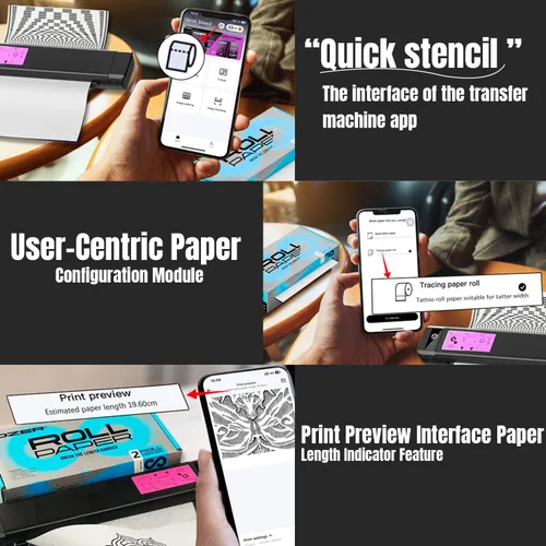 Miniatura 2 de OZER M08Pro - Impresora inalámbrica de plantillas de transferencia de tatuajes, máquina fotocopiadora térmica sin tinta, impresora compacta