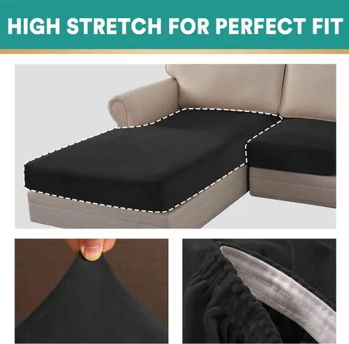 Miniatura 5 de MIFXIN Fundas para sofá modular, 3 piezas, funda de asiento de sofá de terciopelo elástico en forma de L, funda de cojín separada, protector