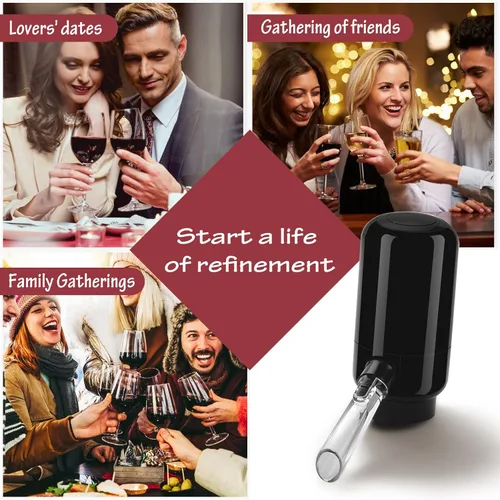 Miniatura 8 de BLUBYEES Aireador eléctrico de vino, máquina dispensadora de vino portátil de un solo botón y decantador de vino, filtro automático