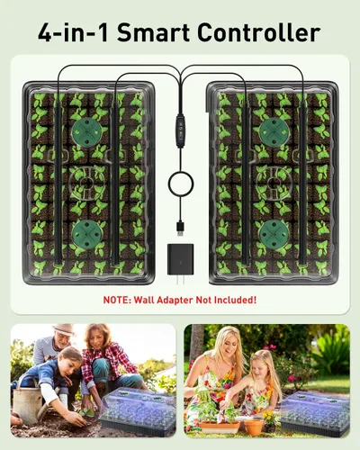 Miniatura 7 de Pawfly Paquete de 2 kits de iniciación de semillas, 120 celdas, bandejas de inicio de semillas con barras de luz de cultivo ajustables y cúpulas