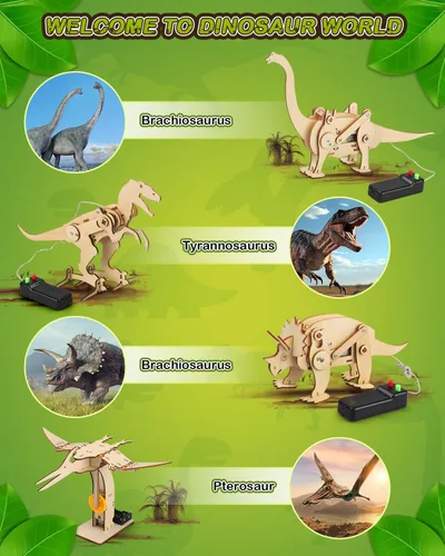 Miniatura 4 de Poraxy Juguetes de dinosaurio, kits STEM 4 en 1 para niños de 8 a 10 años, juguetes para edades de 8 a 13 años, proyectos de construcción de ciencia