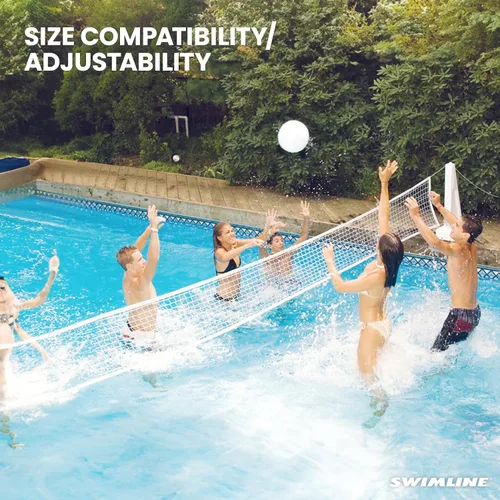 Miniatura 3 de SWIMLINE Juego original de red de voleibol de piscina con pelota ajustable de hasta 34 pies de ancho para niños y adultos 2 bases estables